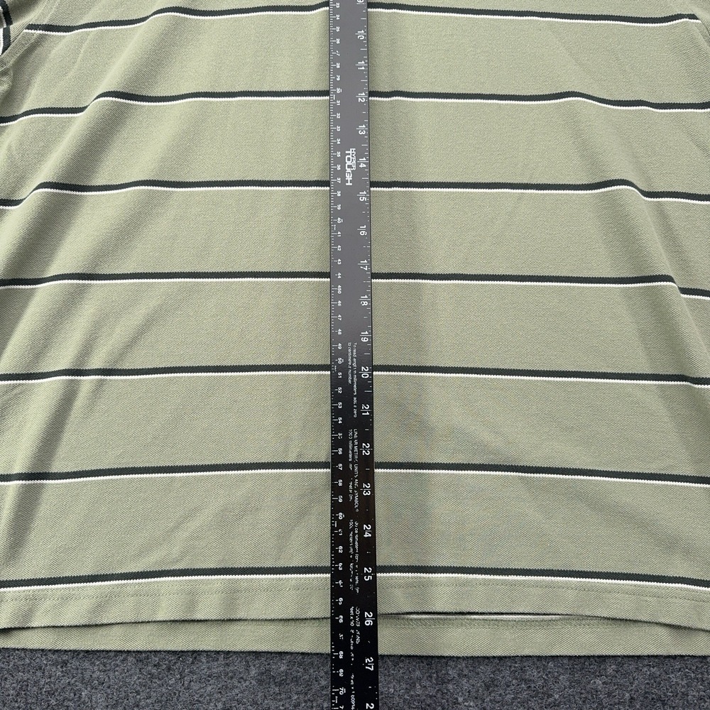 Izod XFG SWINGFLEX Polo‎ Shirt Mens L Green Striped Long Sleeve Cool-FX VTG - Picture 14 of 14
